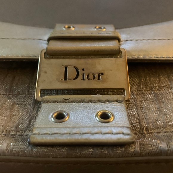 DIOR gold Columbus Pochette Clutch w handle - Picture 6 of 10